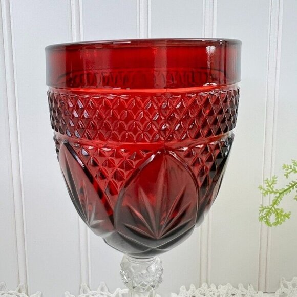 Vintage Cristal D'Arques Durand Set of 4 Ruby Red Water Goblet 8oz - Picture 6 of 9